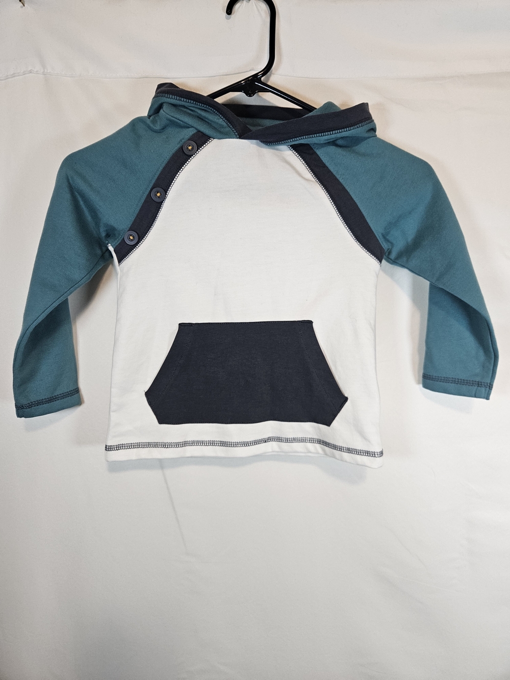Tommy Bahama Teal, White & Navy Hooded Raglan Top